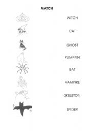 English worksheet: Match Halloween Words
