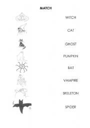 English Worksheet: Match Halloween Words