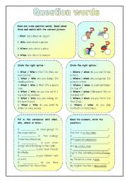 English Worksheet: Question words (what, who, where, when)