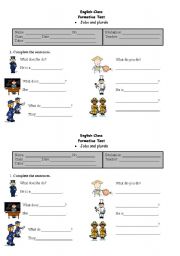 English Worksheet: formative test Jobs and plurals 