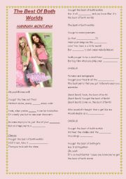 English Worksheet: HANNAH MONTANA SONG