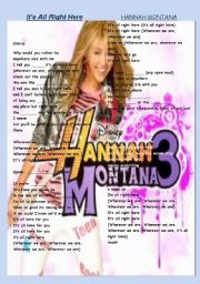 English Worksheet: HANNAH MONTANA SONG2