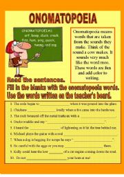 English Worksheet: Onomatopoeias 