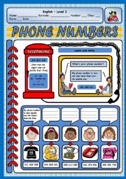 English Worksheet: WHATS YOUR PHONE NUMBER?