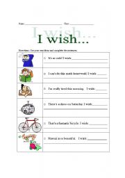English Worksheet: I wish