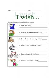 English worksheet: I wish