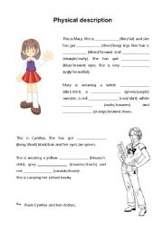 English Worksheet: Physical description