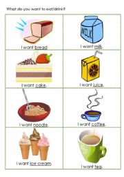 English Worksheet: what do you want to eat/drink?