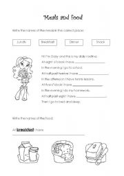 English Worksheet: Meals and food