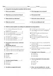 English worksheet: tag questions and indirect questions