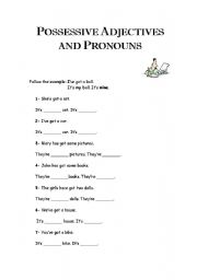 English Worksheet: Possessive Adjectives and Pronouns