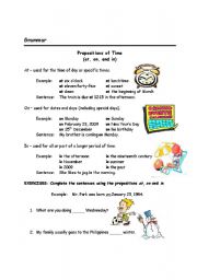 English Worksheet: preposition of time