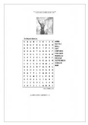 English worksheet: mexican independence word search
