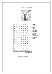 English Worksheet: mexican independence word search