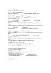 English Worksheet: If I Were a Boy - Fill in the Blank Worksheet