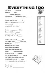 English Worksheet: Everything I do