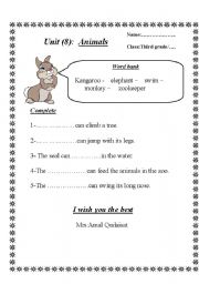 English worksheet: animals