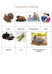 English worksheet: Thanksgiving Picture Dictionary