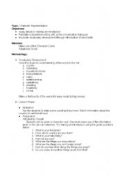 English worksheet: Lesson Plan