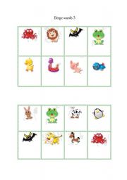 English worksheet: Bingo cards 3