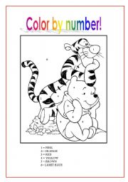 English Worksheet: color by number