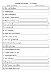 English worksheet: Tag Question Worksheet