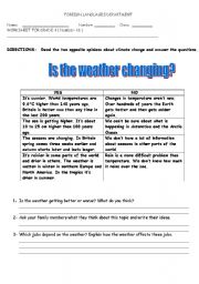 English worksheet: Is the weather changing?