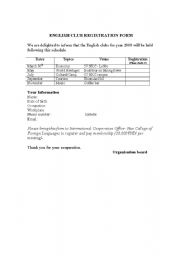 English worksheet: english club