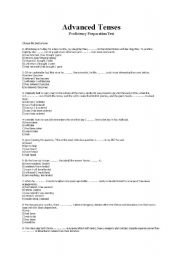 English Worksheet: Advanced Tenses  Proficiency Preparation Test 