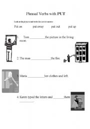 English worksheet: phrasal verbs with put