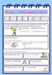 English Worksheet: Verb to be - interrogative form