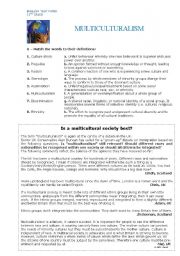 English Worksheet: Multiculturalism