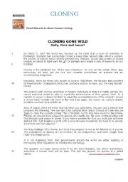 English Worksheet: Cloning