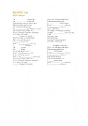 English worksheet: Listening Worksheet Im With You by Avril Lavigne