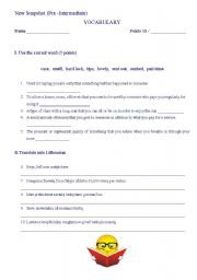 English worksheet: New Snapshot (pre-intermediate)
