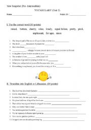 English Worksheet: New Snapshot (pre-intermediate)