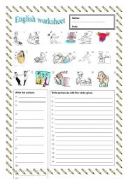 English Worksheet: Action verbs