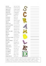 English Worksheet: Scrambled words