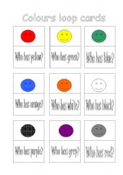 English worksheet: Colours Loop Cards