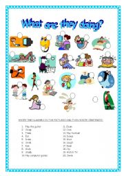 English Worksheet: what are they doing?