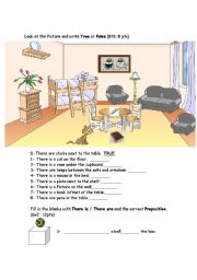English Worksheet: there is / are prepositions