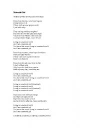 English Worksheet: Material Girl (Madonna)