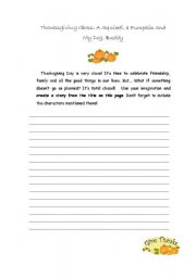 English worksheet: Story writing (TOPIC - Thanksgiving)