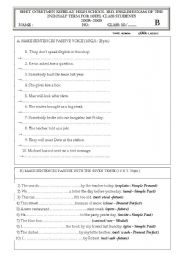 English Worksheet: exam papers