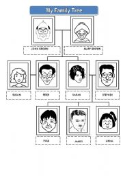 English Worksheet: MY FAMILY TREE ( TWO PAGES)