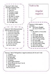 verb to be singular negative 2