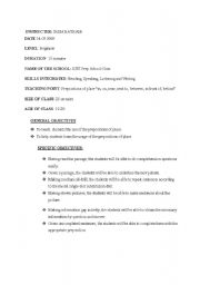 English worksheet: lesson plan