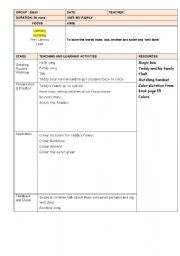 English Worksheet: lesson plan