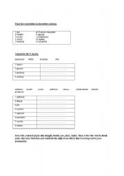 English Worksheet: Describing peoples character