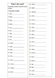 English Worksheet: Whats the word? Consonant sounds